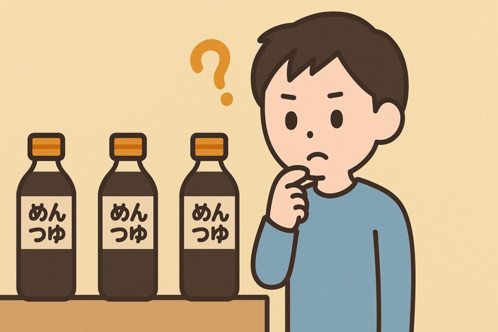 麺つゆをどれにしようか悩む人