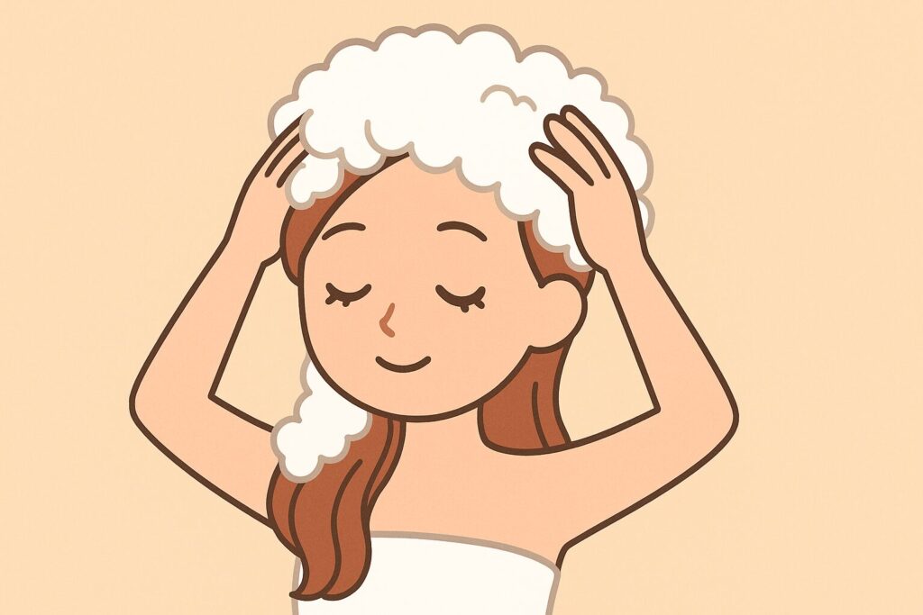 シャンプーをしている様子女性